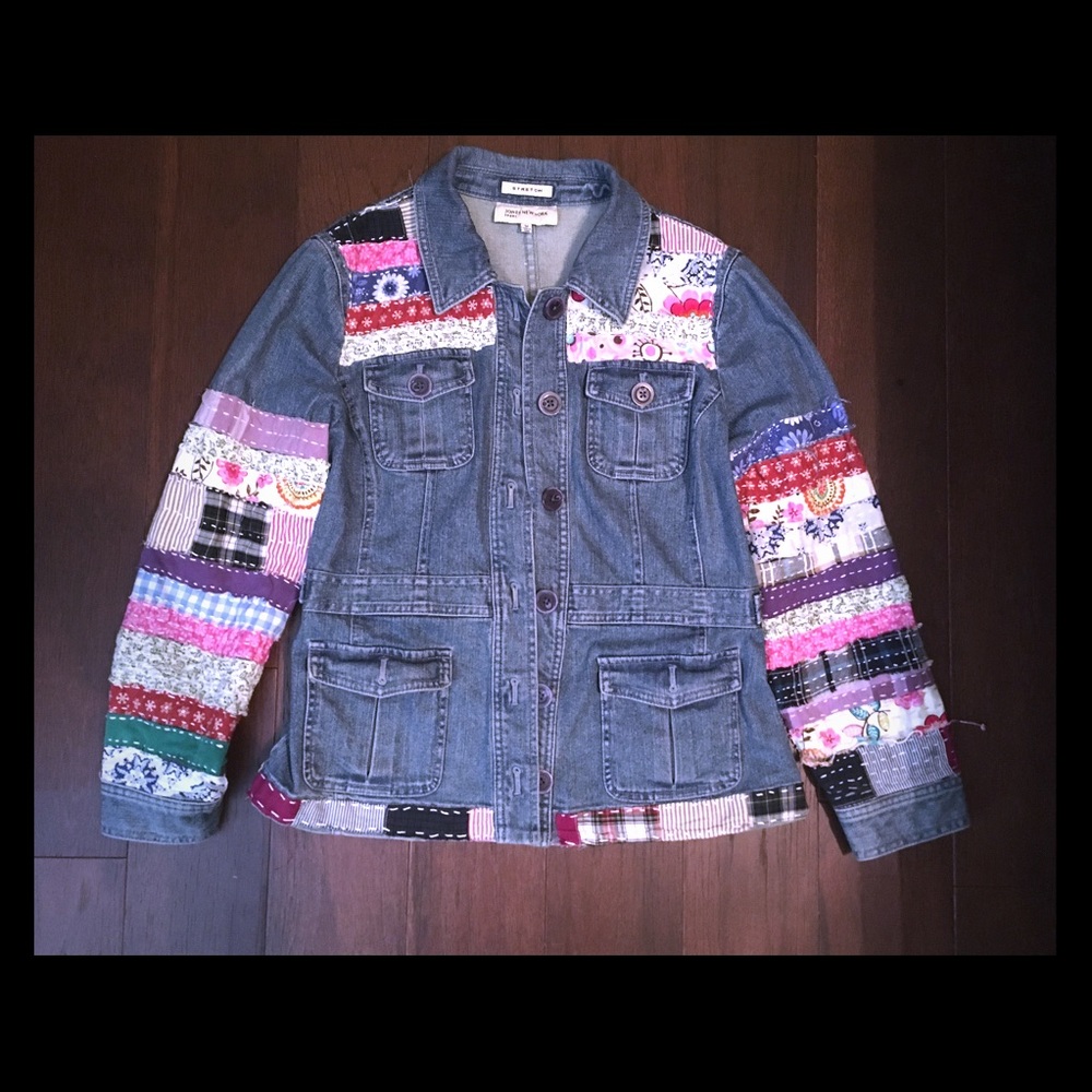 Jean jacket hippie boho embellished colorful denim